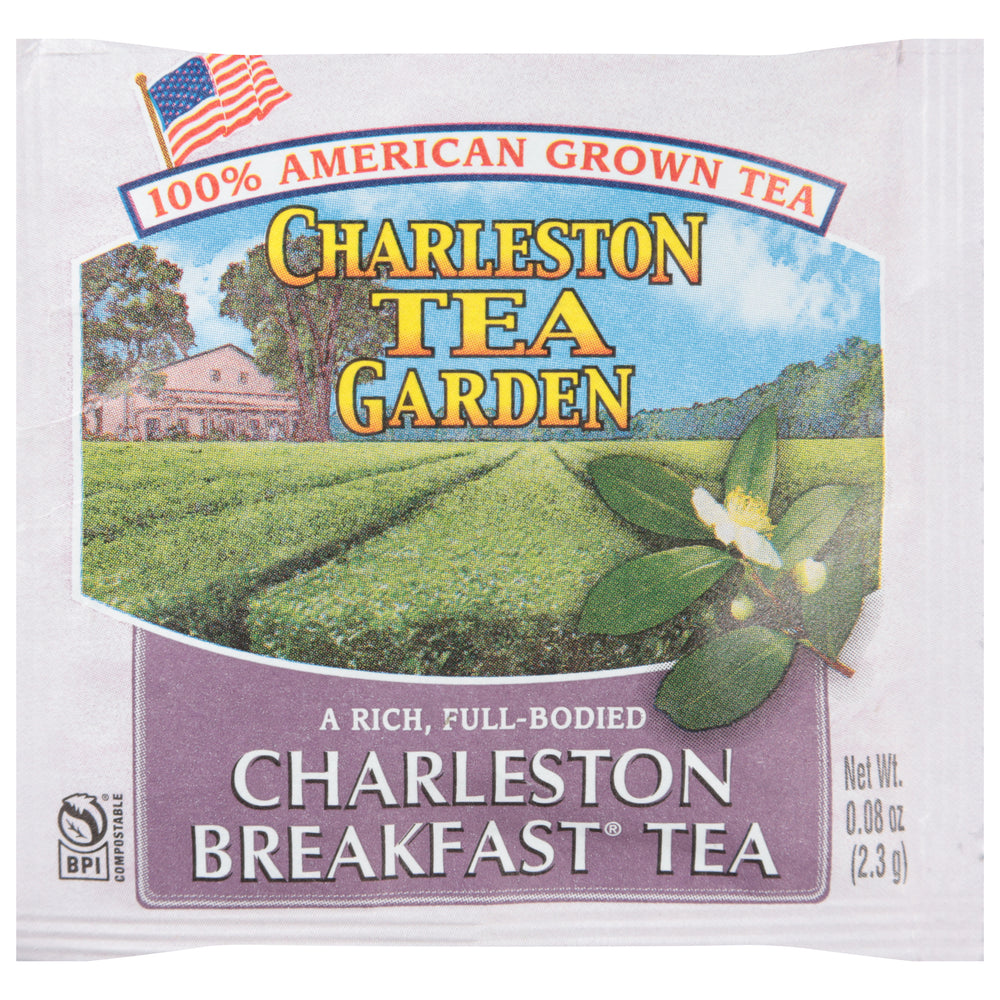 Charleston Breakfast pyramid tea bag in overwrap