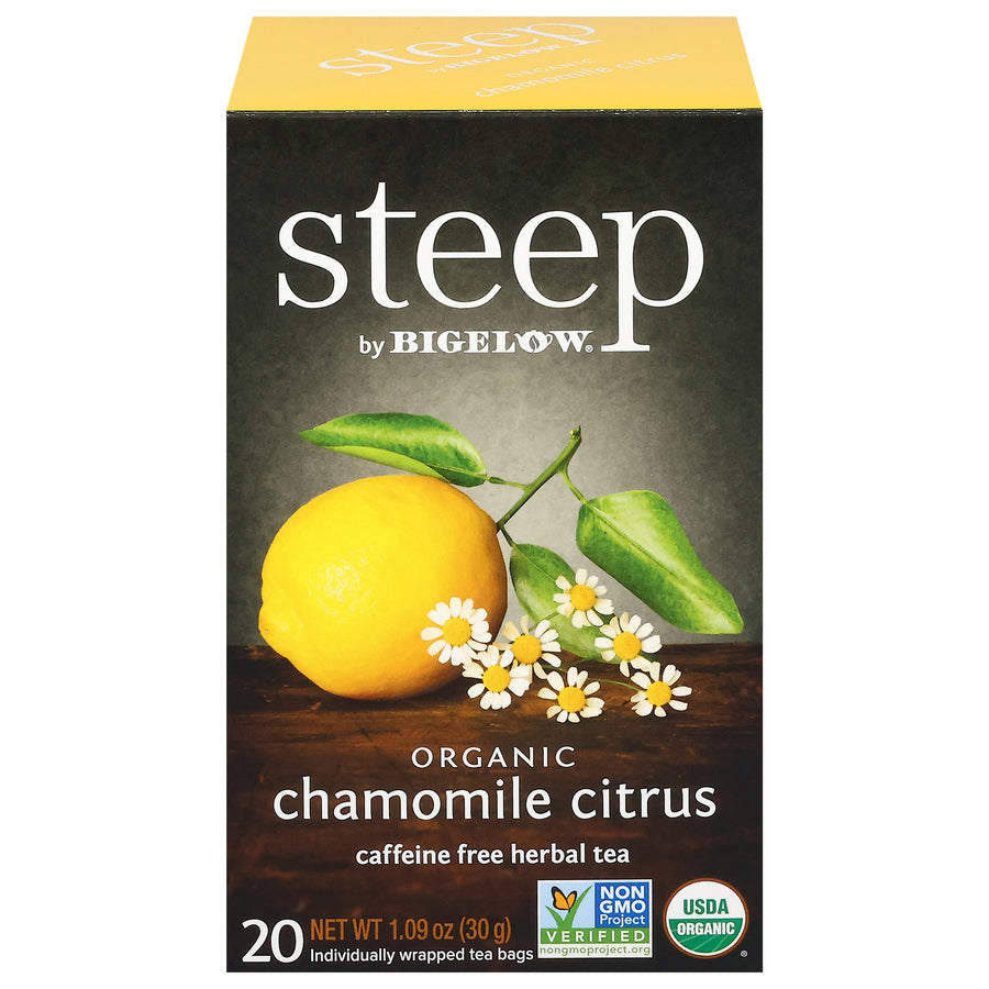 Front of steep by Bigelow Organic Chamomile Citrus Box of 20 tea bags