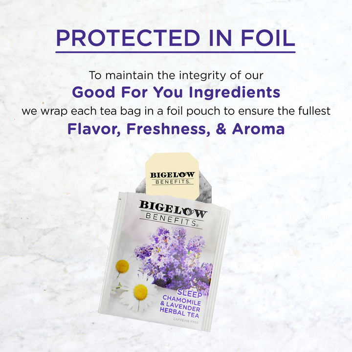 Chamomile and Lavender Herbal Tea protected in foil