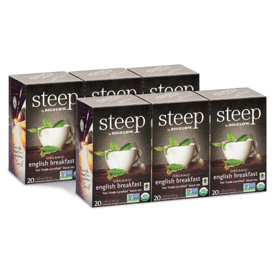 6 boxes of steep by bigelow organic english breakfast tea