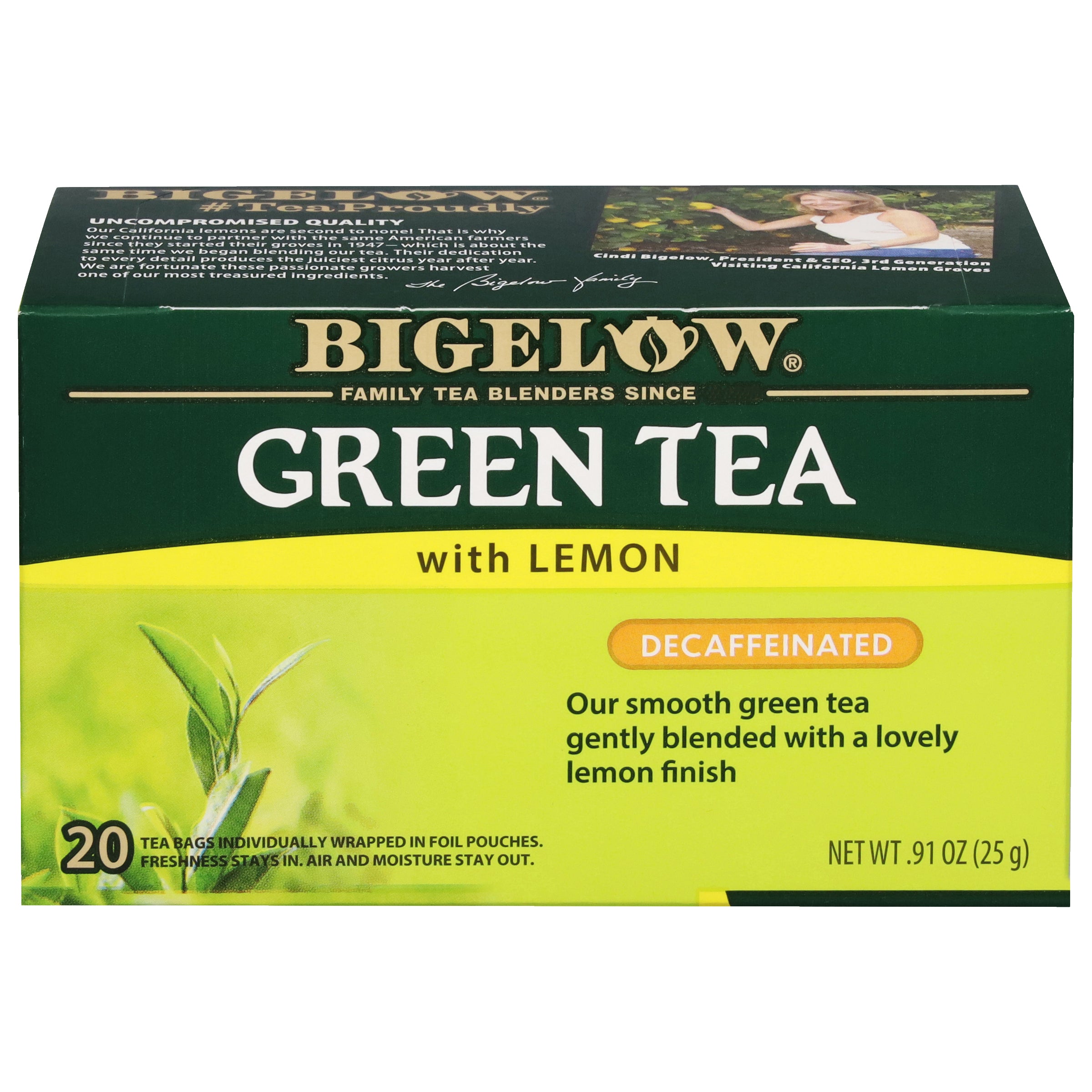 Green Tea with Lemon Decaf - Case of 6 boxes- total of 120 teabags