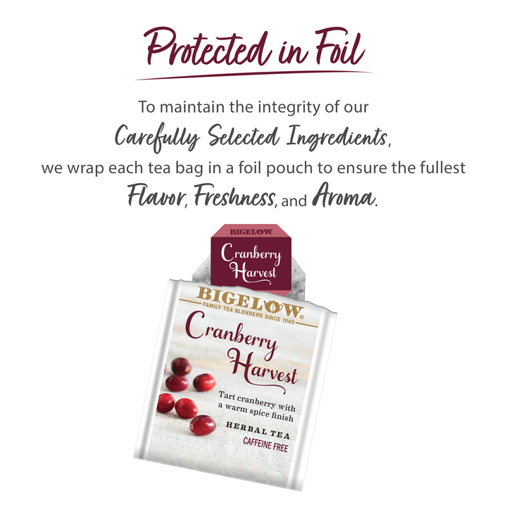 Cranberry Harvest Herbal Tea protected in foil wrap