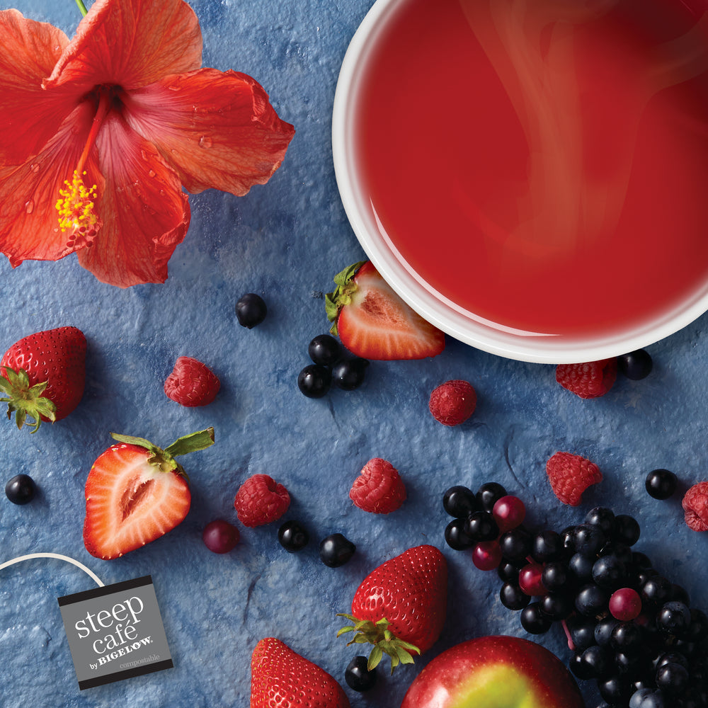 cup of steep cafe by Bigelow organic full leaf wild encounter herbal tea