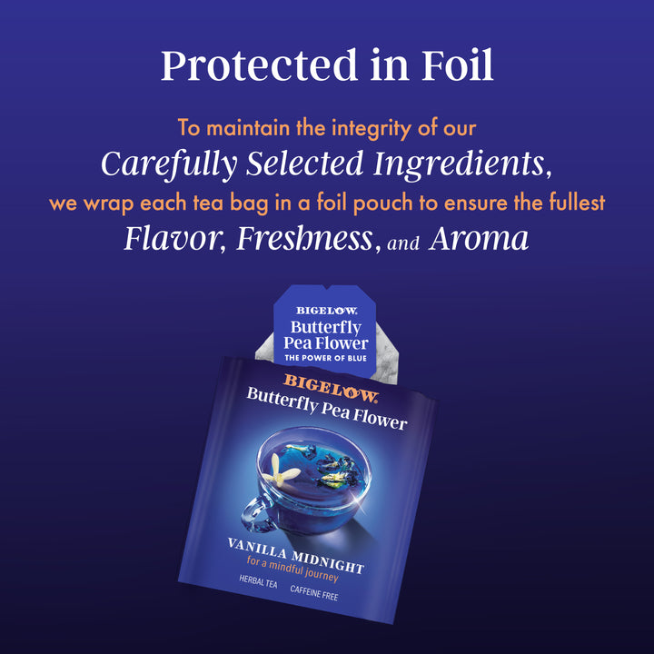 Vanilla Midnight Butterfly Pea Flower Herbal Tea Protected In Foil