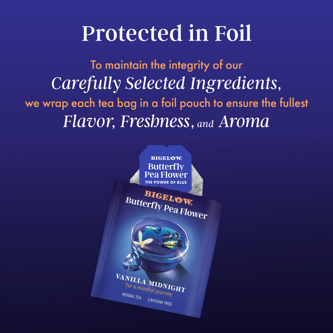 Vanilla Midnight Butterfly Pea Flower Herbal Tea Protected In Foil