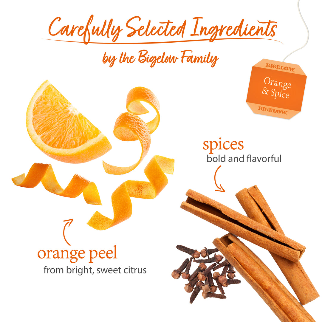 Orange and Spice Herbal Tea with ingredients