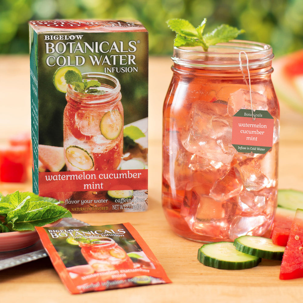 Mason jar filled with Watermelon Cucumber Mint Cold Water Infusion