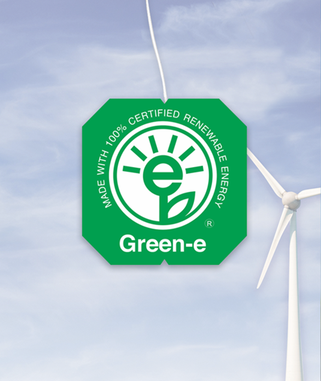 Bigelow Tea | Carbon Footprint Reduction - Image of tea tag with Green-e certification