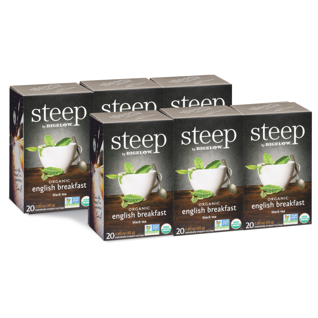 6 boxes of steep by Bigelow organic English breakfast