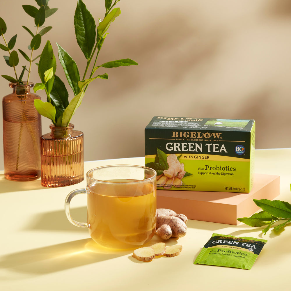 Cup of Green Tea with Ginger Plus Probiotics