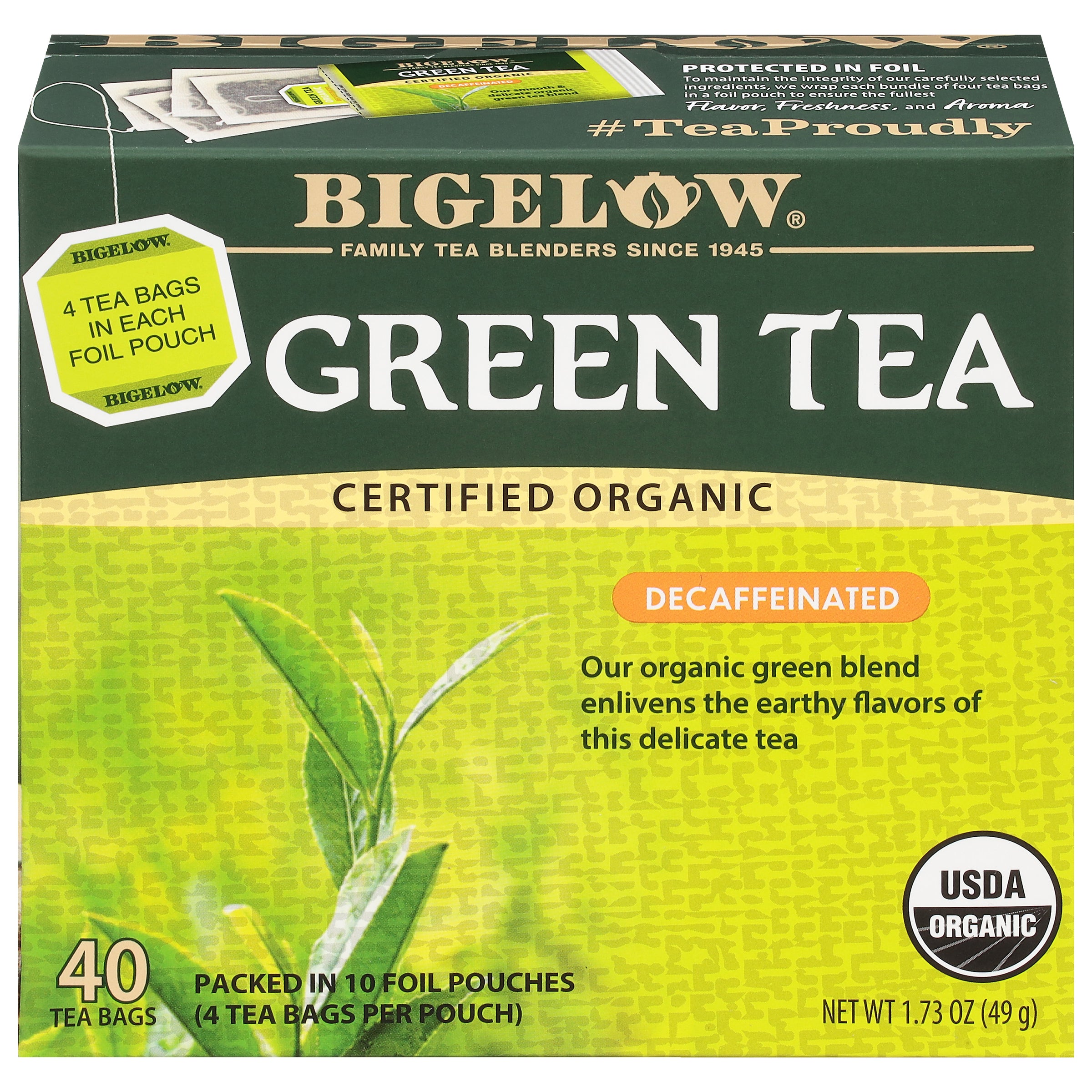 Organic Green Tea Decaf 40 Count - Case of 6 boxes- total of 240