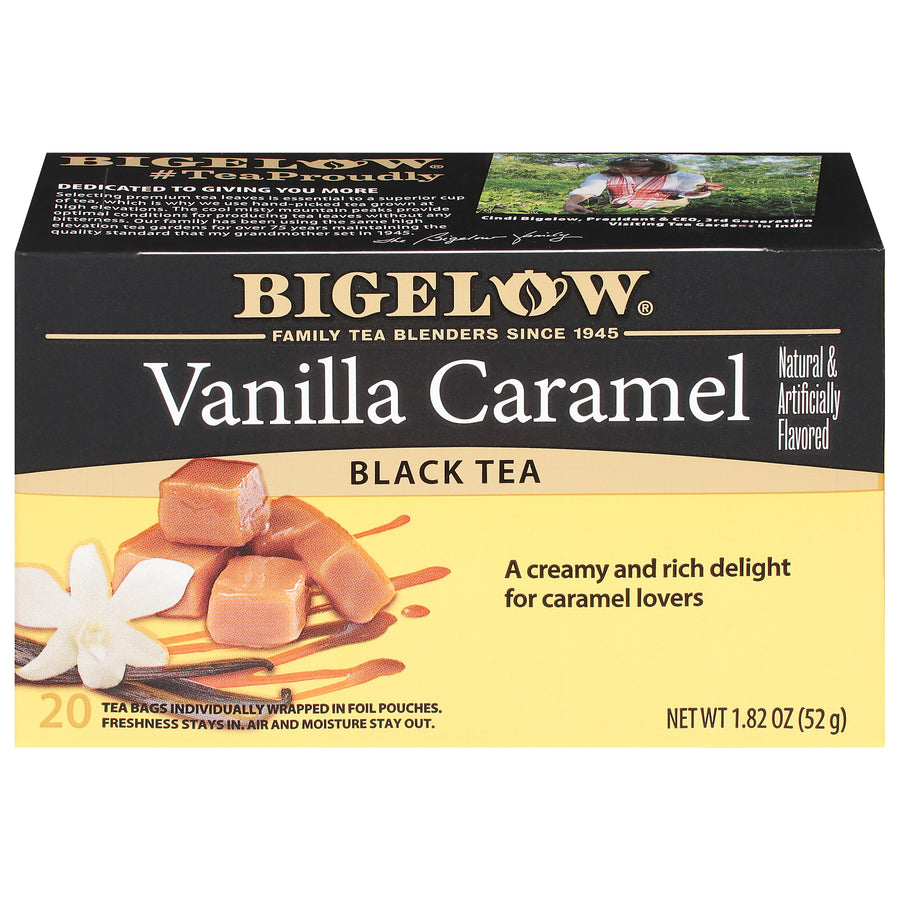 Front of Vanilla Caramel tea box