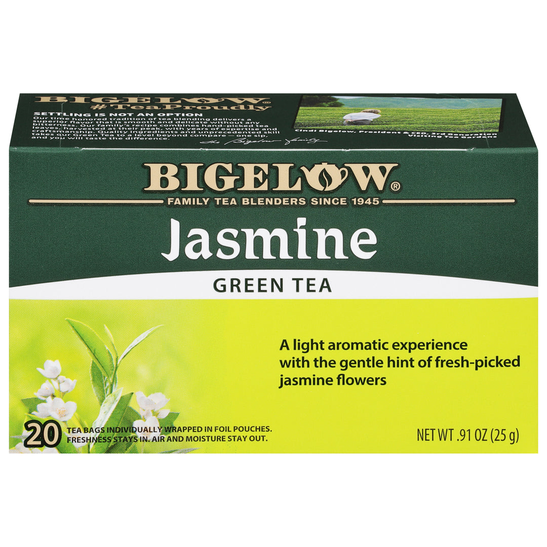 Front of Jasmine Green Tea Box - 20 tea bags per box