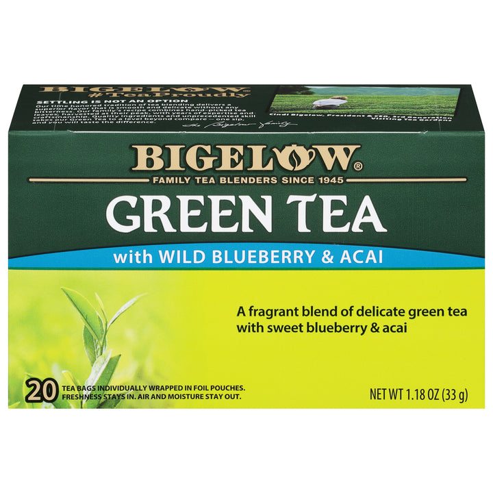 Front of Green Tea with Wild Blueberry and Acai Box - 20 tea bags per box