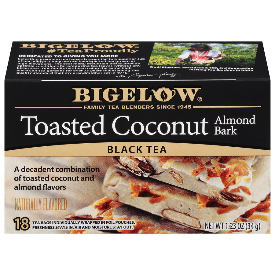 Front of Toasted Coconut Almond Bark Tea box
