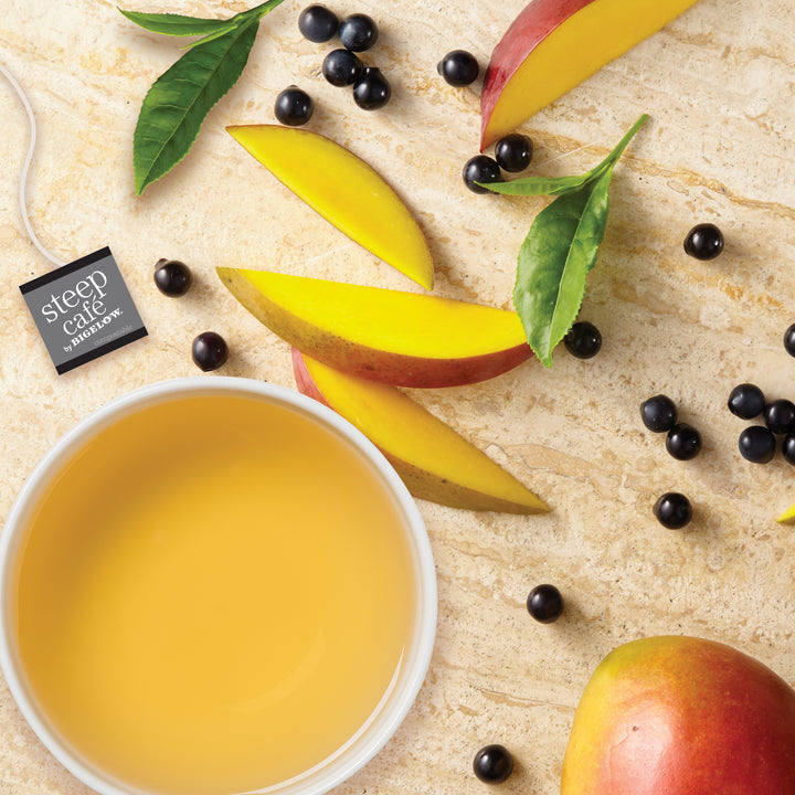 cup of steep cafe by Bigelow organic full leaf tropical green tea