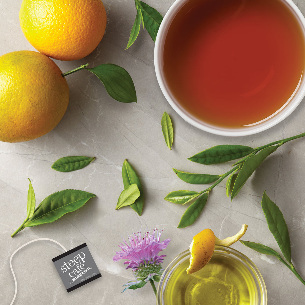 cup of steep cafe by Bigelow organic full leaf earl grey black tea