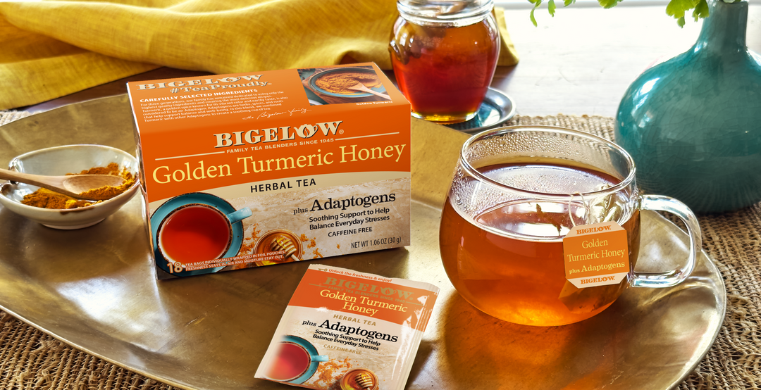 Find Your Balance: Bigelow Tea’s Golden Turmeric Honey Herbal Tea plus Adaptogens