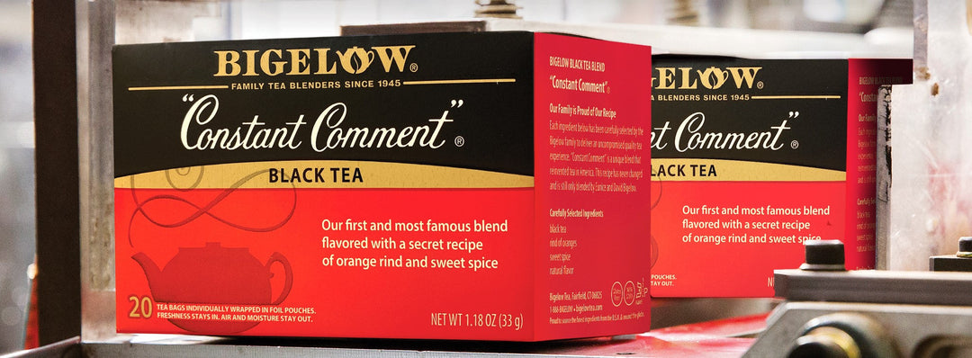 Boxes of Constant Comment Tea on Production Line