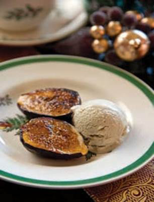 Figs Brulée with Vanilla-Eggnog Ice Cream