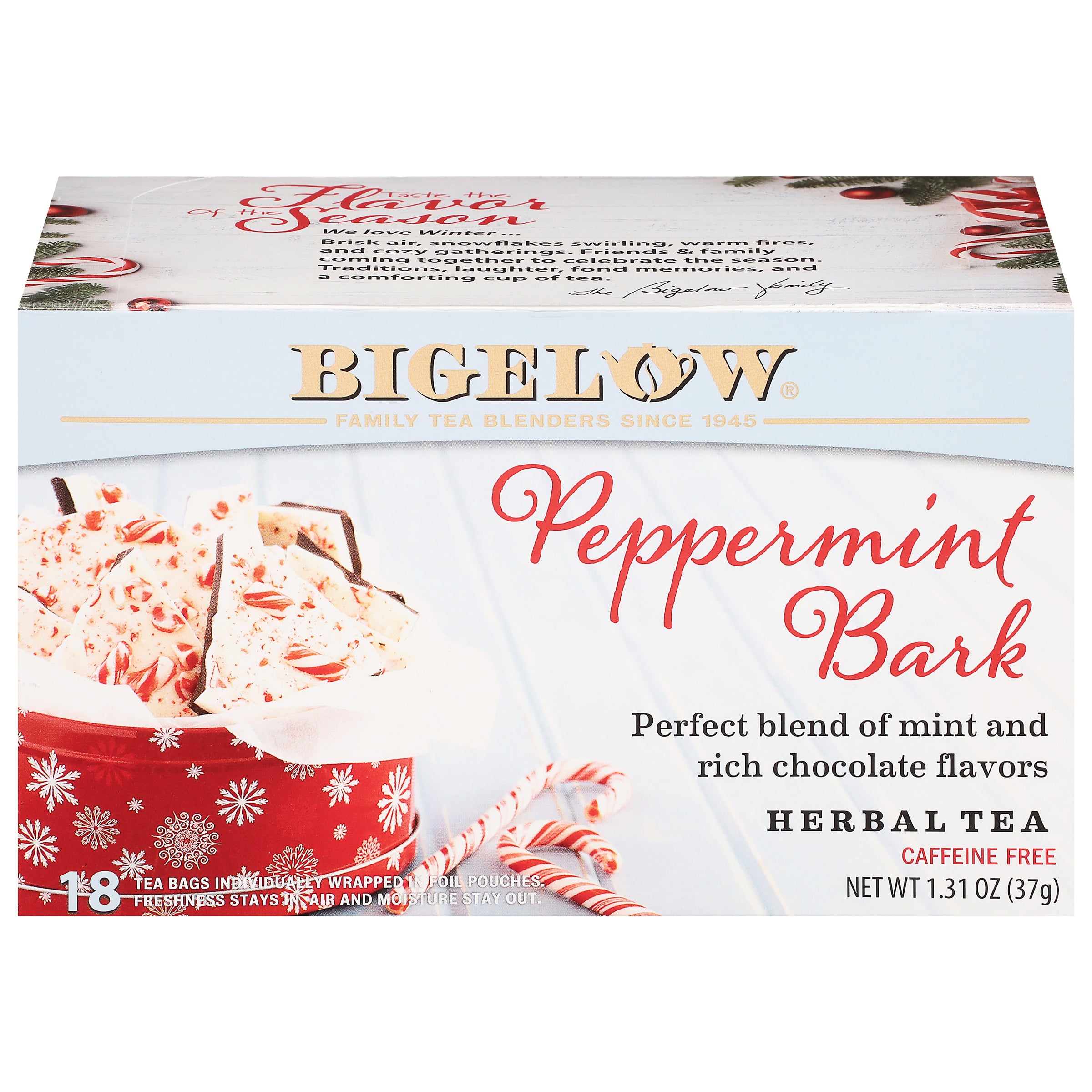 Bigelow Peppermint Bark Herbal Tea, 18 Bags