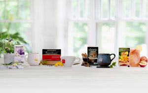 Bigelow Tea | About Our Tea - group shot of variety of teas on a table