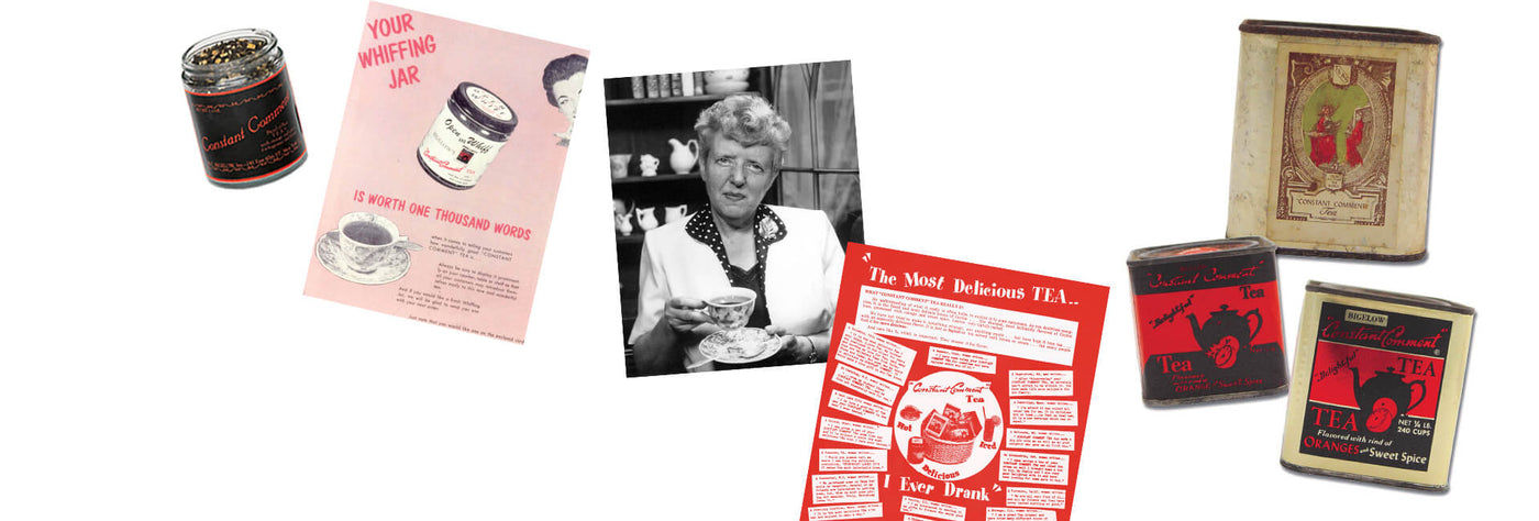 Bigelow Tea | The Bigelow Story | Desktop Image of Ruth Campbell Bigelow and historical elements - desktop