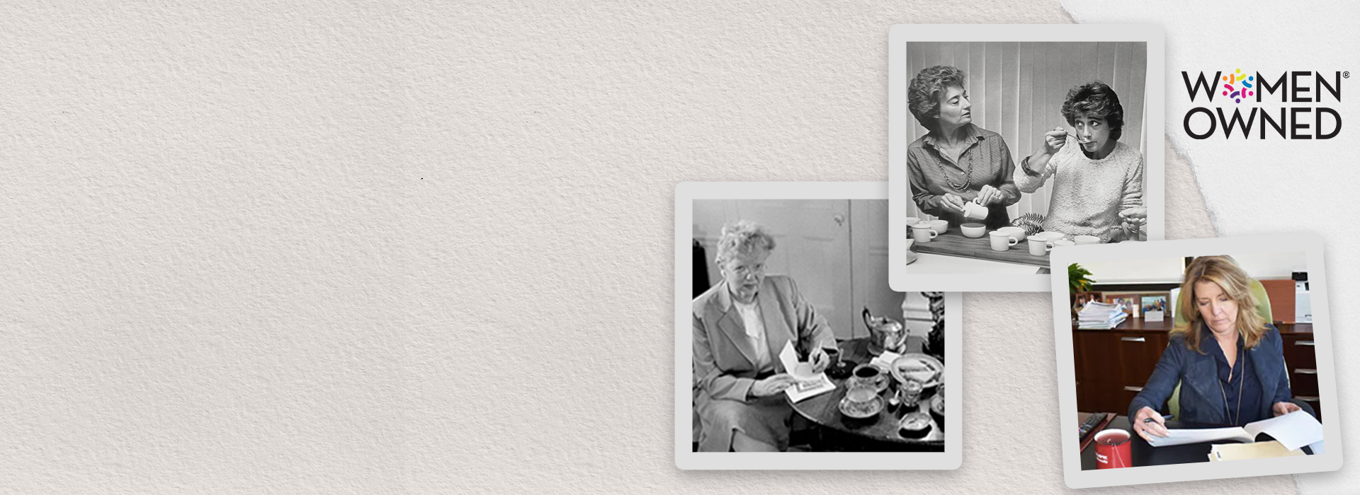 Collage of women in professional settings with 'Women Owned' logo.