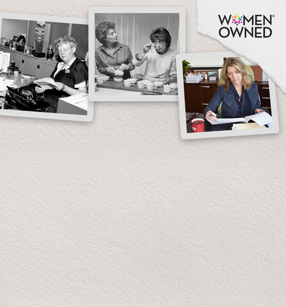 Collage of women in professional settings with 'Women Owned' logo.