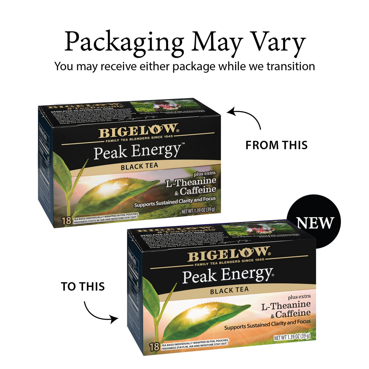 Peak Energy Plus Extra L-Theanine & Caffeine Black Tea – Bigelow Tea