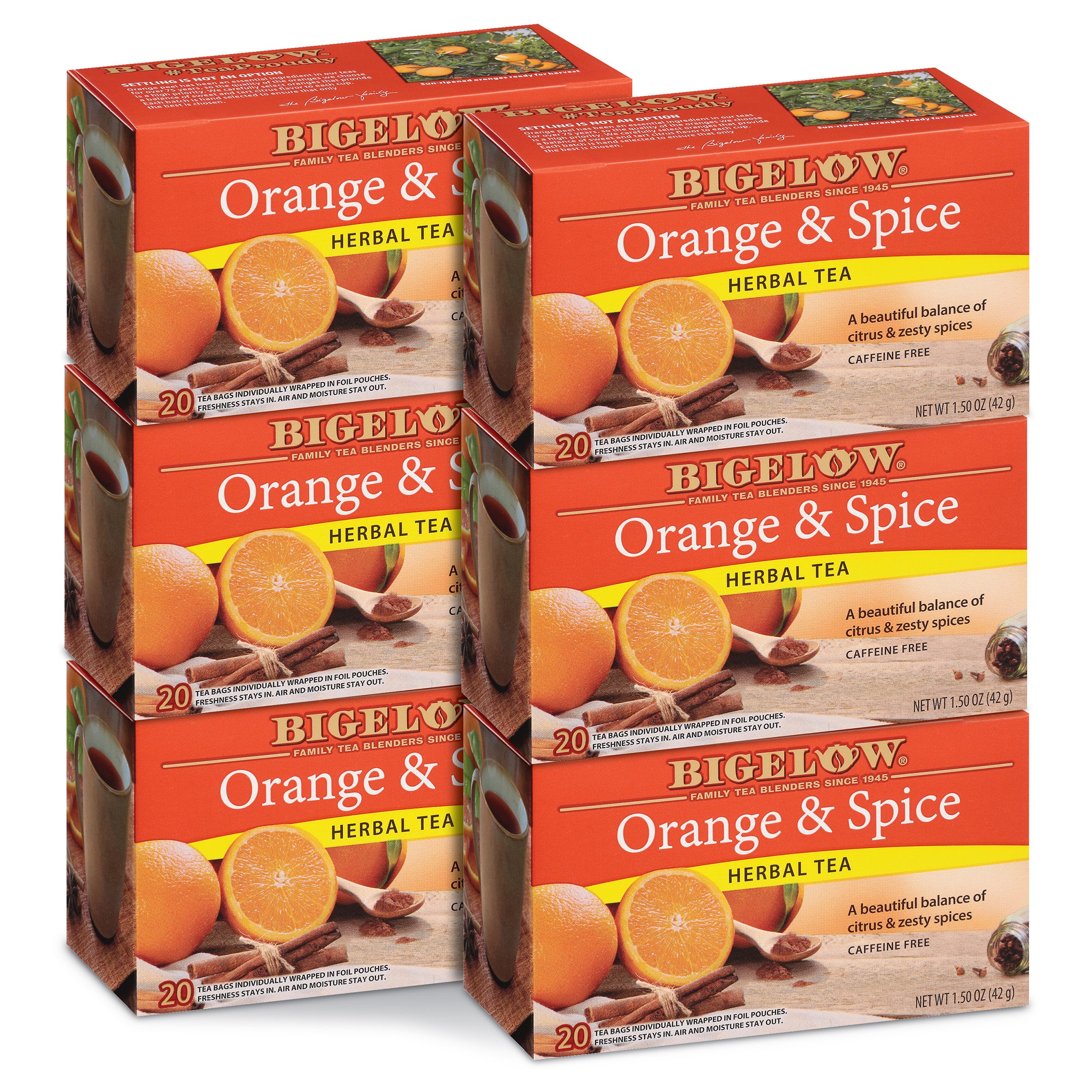 Orange and Spice Herbal Tea - Case of 6 boxes - total of 120