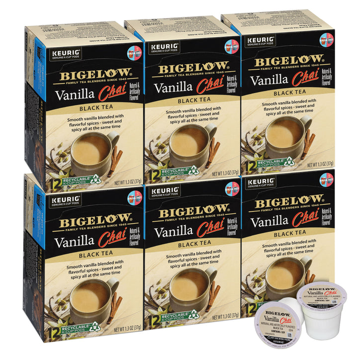 6 boxes of Keurig Bigelow Vanilla Chai Tea K-Cup Pods