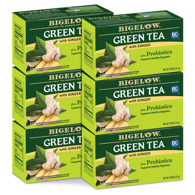 6 boxes of Green Tea with Ginger Plus Probiotics
