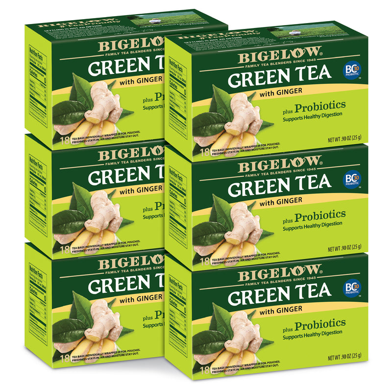 6 boxes of Green Tea with Ginger Plus Probiotics