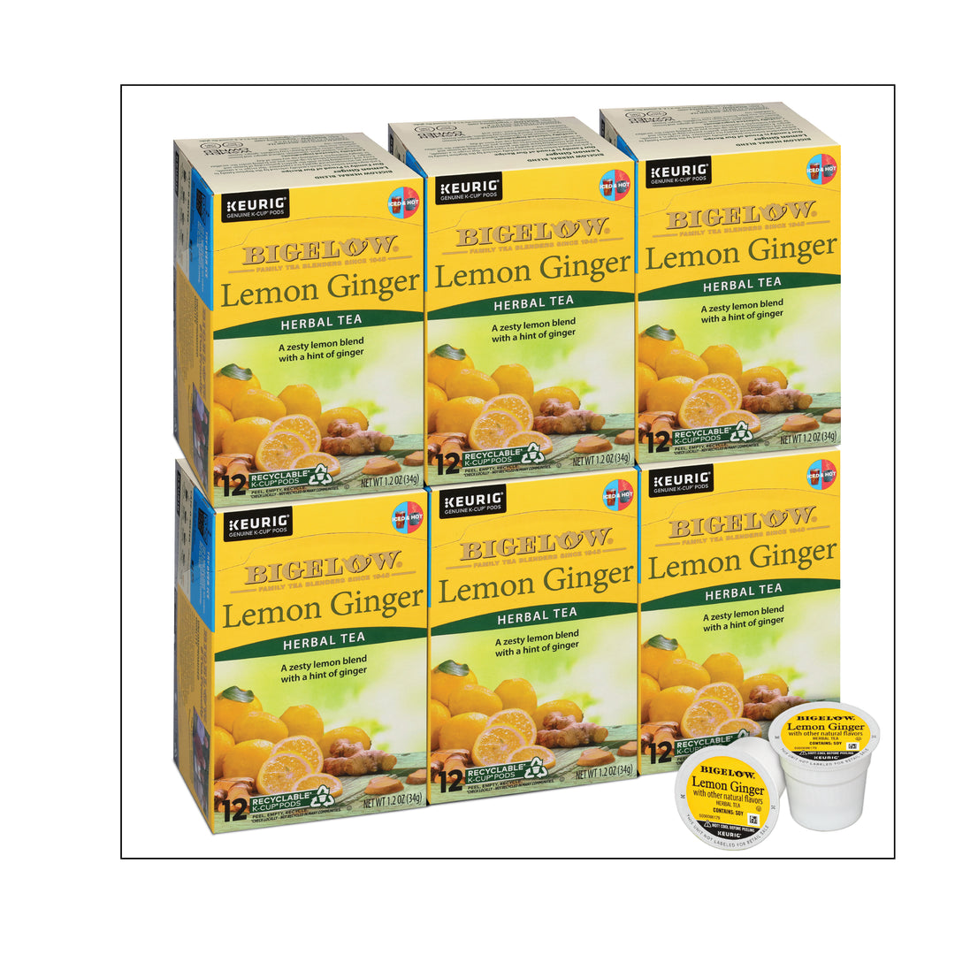 6 boxes of Keurig Bigelow Lemon Ginger Herbal Tea K-Cup Pods