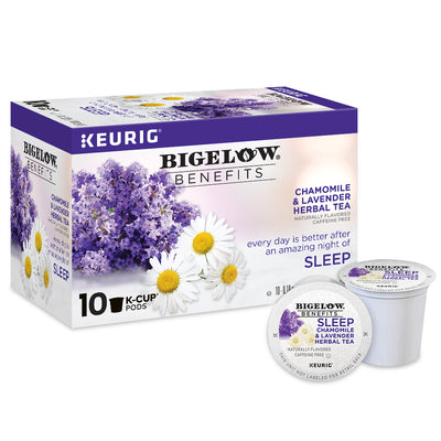 Bigelow Benefits Sleep Chamomile and Lavender Herbal Tea K-Cups Box for Keurig