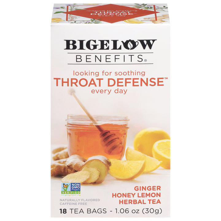 Bigelow Benefits Throat Defense Herbal Tea box