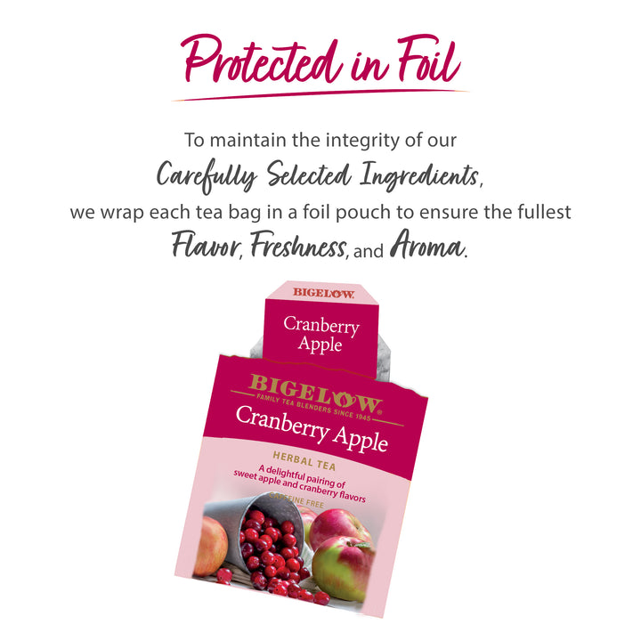 Cranberry Apple Herbal Tea Protected in Foil content