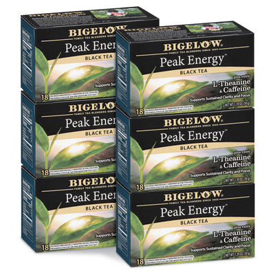 6 Boxes Peak Energy Plus Extra L-Theanine and Caffeine Black Tea