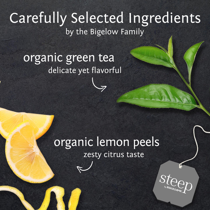 Ingredient displayed for steep by Bigelow organic green tea with lemon