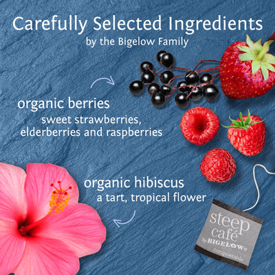 Ingredients of steep cafe by Bigelow organic full leaf wild encounter herbal tea 