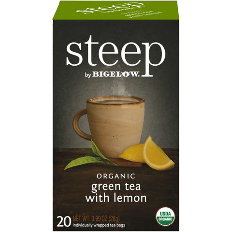 organic green tea with lemon- case of 6 boxes - total of 120