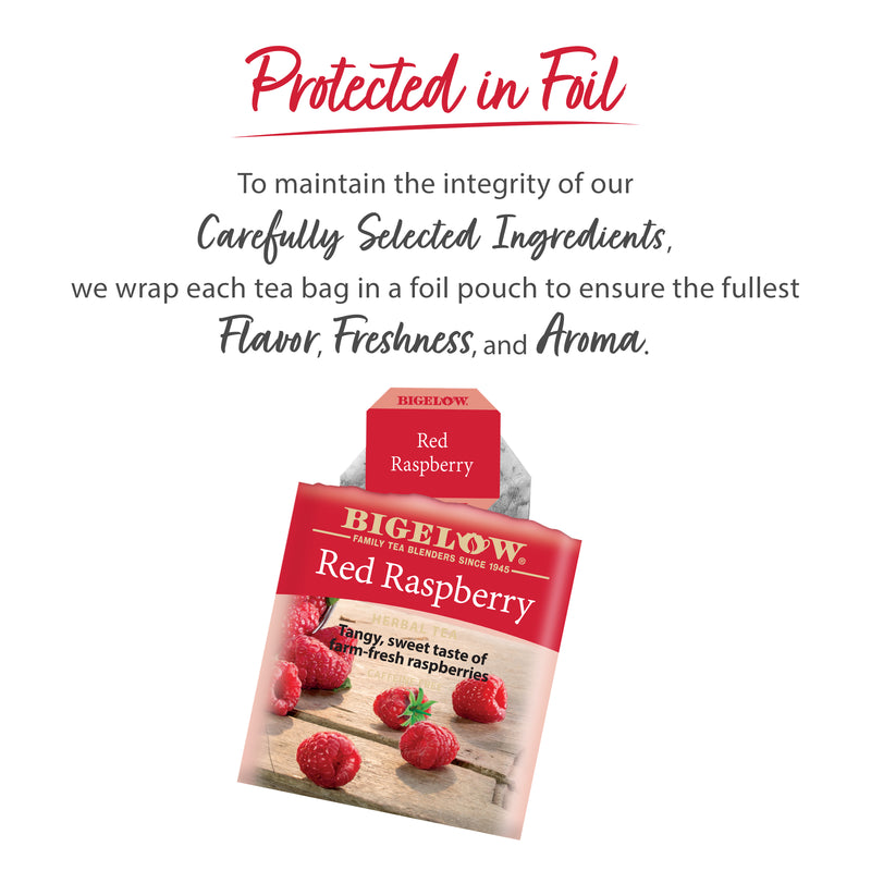Red Raspberry Herbal Tea protected in foil