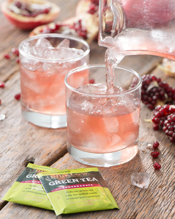 Glass of Green Tea with Pomegranate Iced