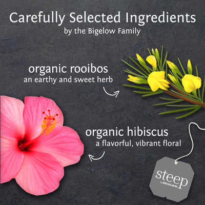 Ingredients of steep by bigelow organic rooibos hibiscus herbal tea