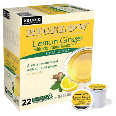 Bigelow Lemon Ginger Herbal Tea K-Cups box for Keurig