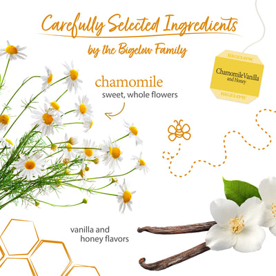 Ingredients of Chamomile Vanilla and Honey Herbal Tea