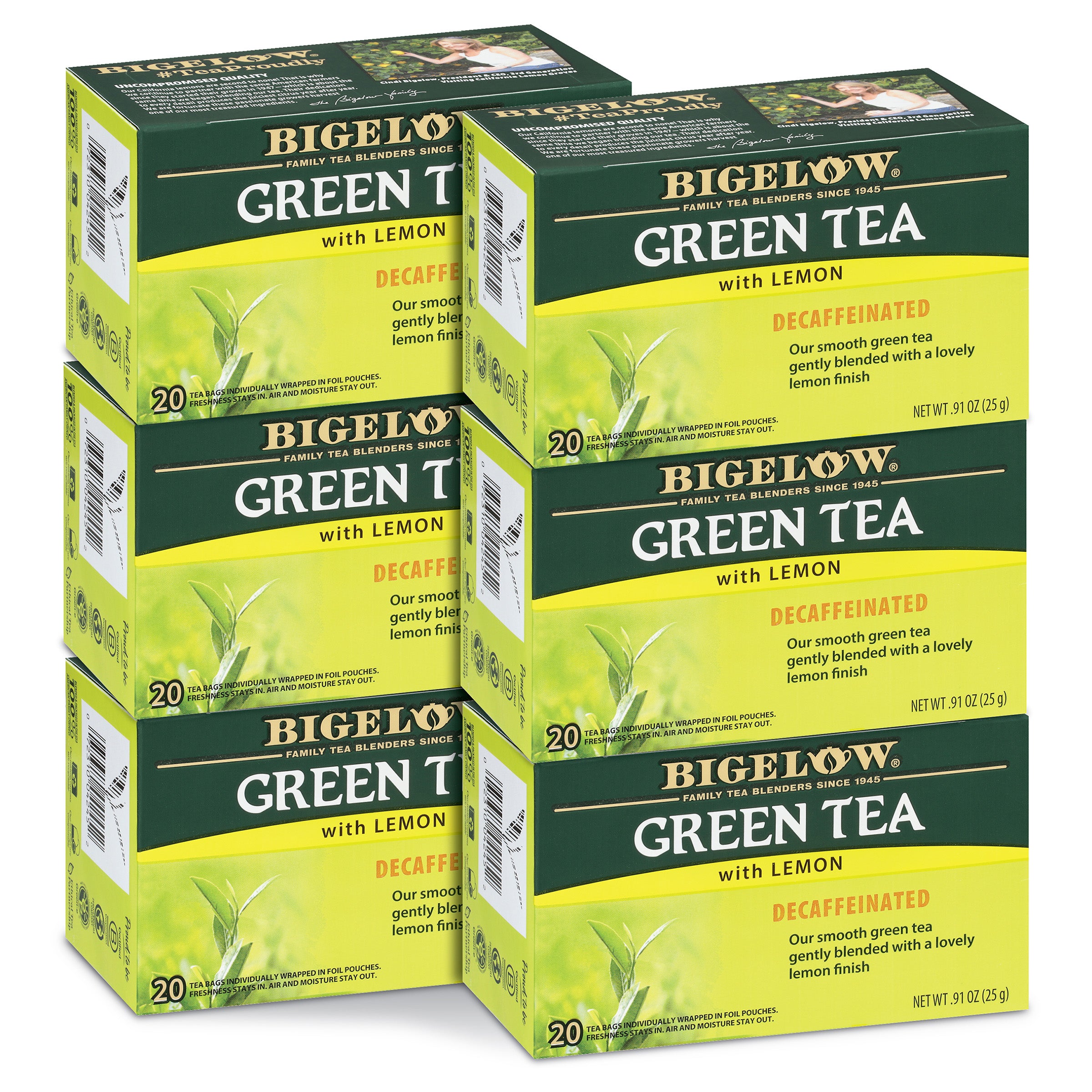 Green Tea with Lemon Decaf - Case of 6 boxes- total of 120 teabags