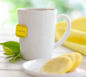 Bigelow Tea | Cup of tea with Lemon Lift tea tag displayed