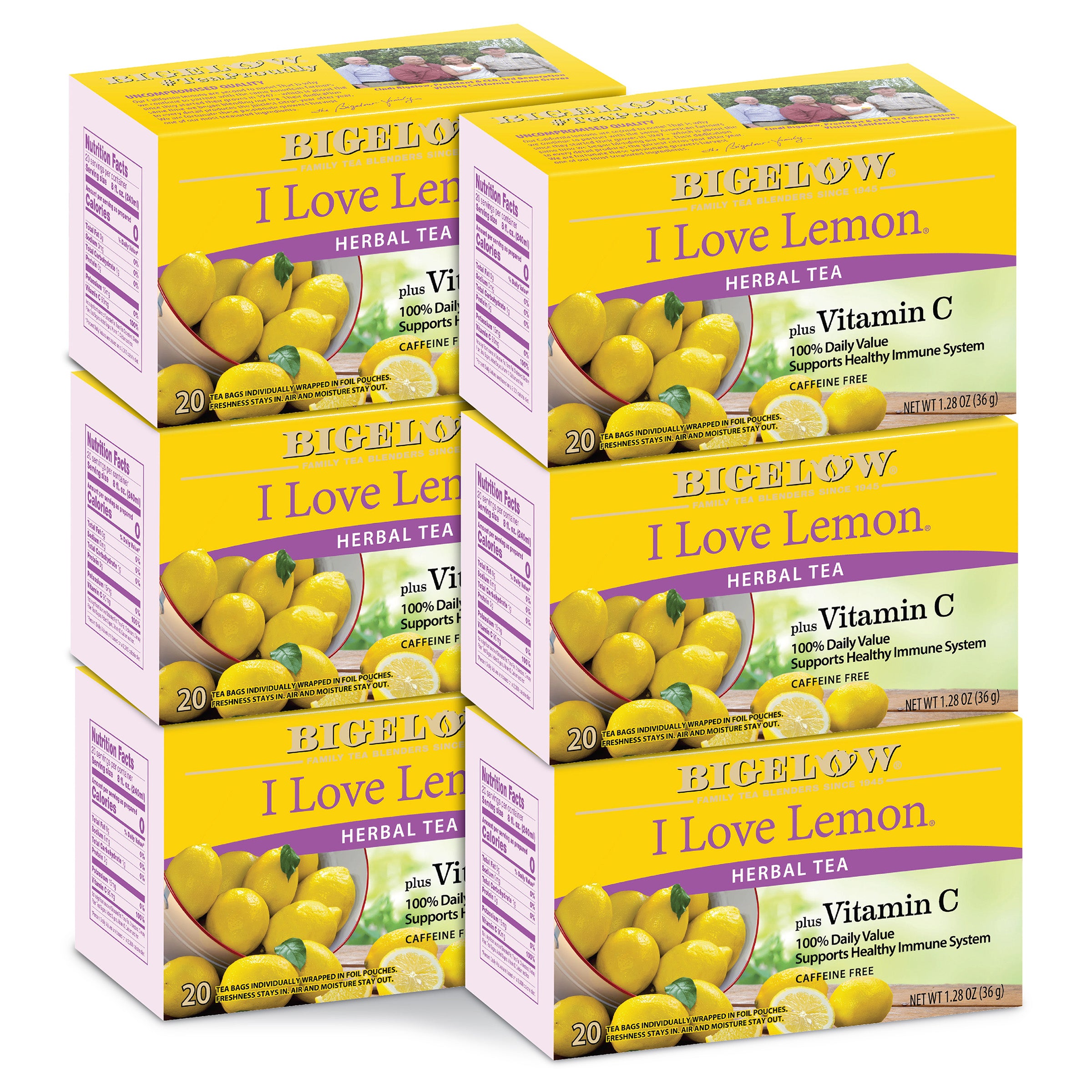 I Love Lemon Herbal Tea - Case of 6 boxes- total of 120 teabags